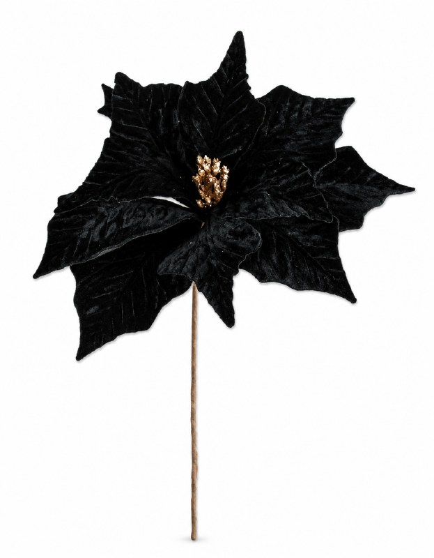 Picture of Faux Poinsettia Stem Black 33cm